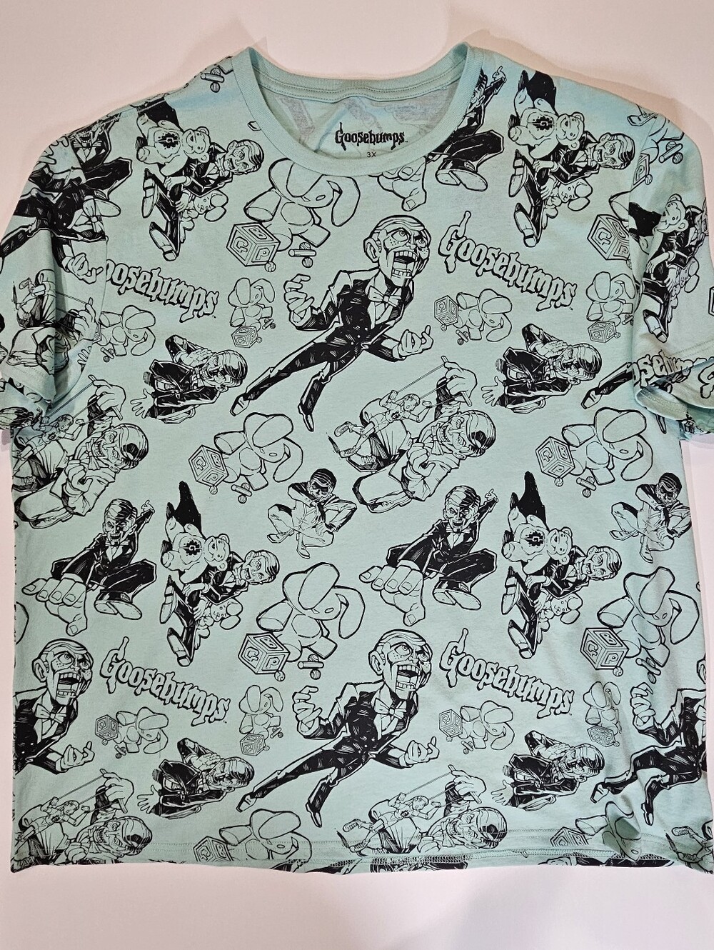 NWT Goosebumps T-shirt Mens 3X Green Black All Over Print 90s Retro Horror